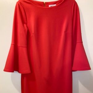 Coral Calvin Klein Bell Sleeve Dress, wore once.